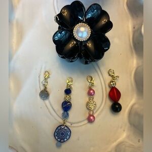 Flower Hair Clip with 4 charms